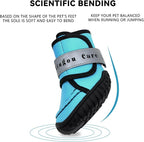Dog Shoes for Small, Medium and Large Dogs - Waterproof for Rainy Days, Fit for Winter Snow and Hot Summer Roads, with Anti-Slip Soles for Indoor Hard Floors (Blue, Size 4)