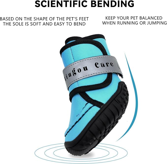 Dog Shoes for Small, Medium and Large Dogs - Waterproof for Rainy Days, Fit for Winter Snow and Hot Summer Roads, with Anti-Slip Soles for Indoor Hard Floors (Blue, Size 8)