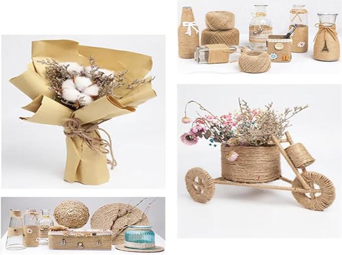 1/6 in (4mm) X 164 Ft (50meter) Natural Sisal Hemp Rope Heavy Duty Thick Twine for Cat Scratcher Post Tree, Garden, Binding, Crafts Packing Material