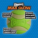 Chuckit! Glow in the Dark Bouncy Balls - Ball for Dogs, Chuckit Dog Toy, Max Glow Balls - Extra-Large, 3.5 Inch, Pack of 1
