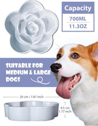 Ceramic Slow Feeder Dog Bowl, Anti-Choking Slow Food Bowls, 8" 11.3oz Slow Feeder for Medium, Large Breeds, Plum Puzzle Design, Non-Slip Silicone, Dishwasher and Microwave Safe, Blue