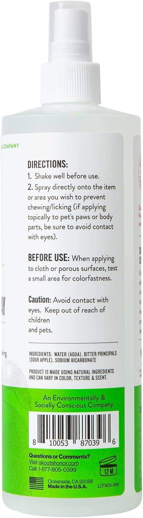 SKOUT'S HONOR Super Sour! Anti Chew Spray - Natural Ultra Bitter Formula to Help Deter That unwanted Chewing, Licking, and Biting - Safe for Pets - Safe for Indoor and Outdoor Use,16 oz