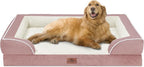 Comfort Expression Waterproof Orthopedic Foam Dog Beds Extra Large Dogs, XL Dog Bed with Bolster, Washable Pet Sofa Couch with Removable Cover & Non-Slip Bottom(X-Large,Pink)