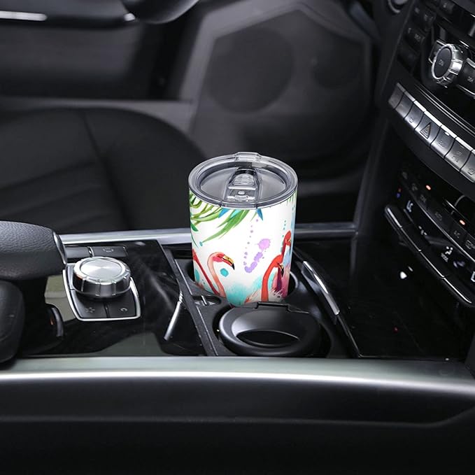 Dujiea 20oz Tumbler With Lid And Straw, Tropical Pink Flamingo Vacuum Insulated Iced Coffee Mug Reusable Travel Cup Stainless Steel Water Bottle