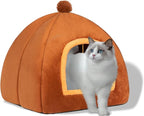 Cat Bed Cave for Indoor Cats,Cat House Tent Bed with Removable Washable Cushioned Pillow, 2-in-1 Kitten Beds for Indoor Kittens,Pet Bed