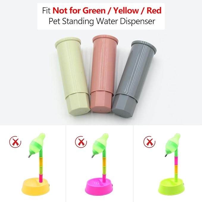 NACOCO Pet Standing Water Dispenser - Cat Dog Standing Bowl with Detachable Pole Automatically Feeding Water Height Adjustable(Grey/Grey Pink/Green Grey Adjustable Rods)