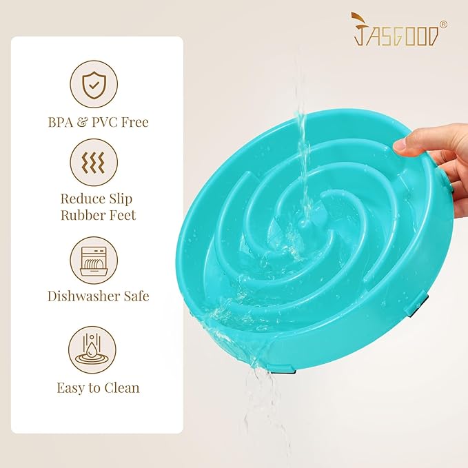 JASGOOD Slow Feeder Dogs Bowl for Large Medium Dogs,Anti-Gulping Pet Slower Food Feeding Bowls Stop Bloat,Preventing Choking