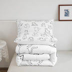 Erosebridal Cute Cat Bedding Full for Girls Boys Kids Funny Animal Comforter Set, Kawaii Pet Bedding Comforter Sets White Kitten Duvet Insert, Yoga Ballet Dance Quilted Comforter Decoratives 3 Pieces