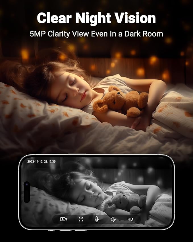 MUBVIEW Pan/Tilt Cameras for Home Security Indoor, 5MP Pet/Cat/Dog Camera with Phone App, 2.4/5 GHz WiFi Baby Monitor, Indoor Cam, Night Vision, 7X24 Record, 2-Way Audio, Motion Tracking, 2-Pack