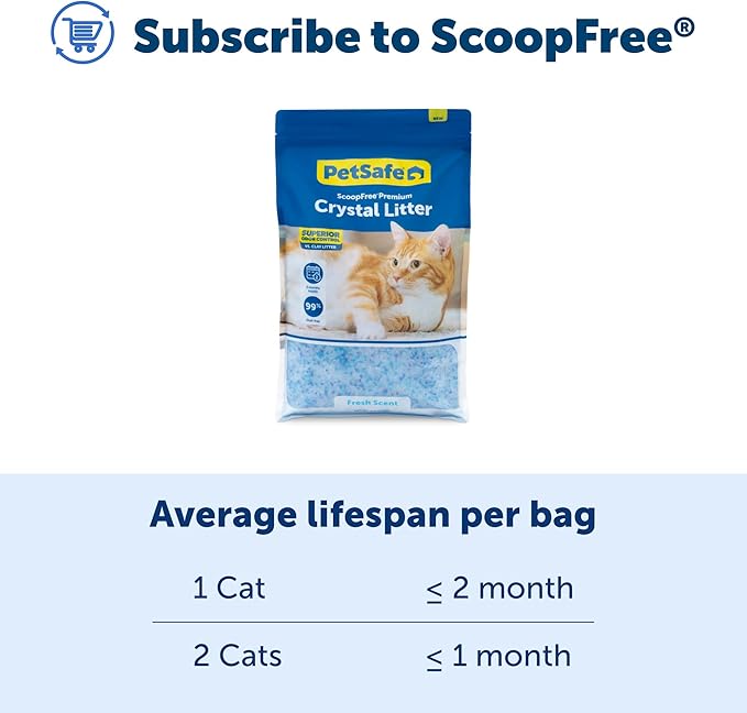 PetSafe ScoopFree Premium Crystal Cat Litter - Ultra-Absorbent Silica Universal Litterbox Crystals - Non-Clumping Odor Control - Fresh Scent - 8 lb Bag