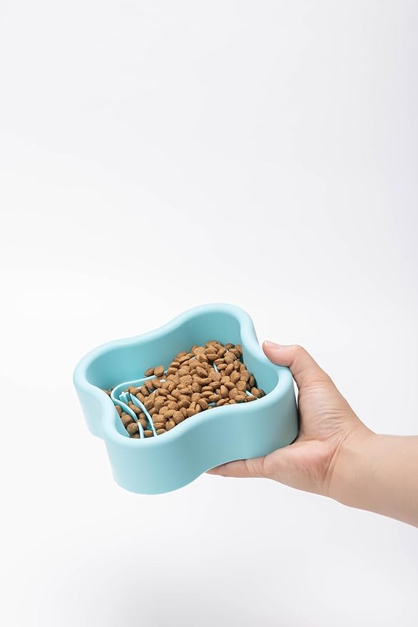 Silicone Slow Feeder Dog Bowl, Non-Slip Pet Food Dish for Small & Medium Dogs, Interactive Slow Eating Bowl, Puzzle Toy for Pets Food Training, Healthy Eating Aid, Anti-Choking