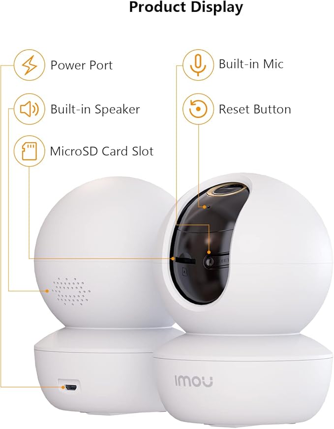 Imou Security Camera Indoor Camera Pan/Tilt Wireless Home Camera, Plug-in WiFi Camera Baby Monitor with Night Vision, 2-Way Audio, Human & Sound Detection, Motion Tracking(2.4G ONLY)