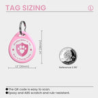 Dog Tags Personalized, QR Code Pet ID Tags for Dog Collar, Online Profile, Scan Location Alerts, Pink