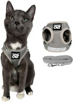 Travel Cat Harness and Leash Set - Adjustable Fit Mesh Cat Harness and Reflective Strap - Comfort Walking Vest for Kitten for Outdoor Walking, Hiking (Small, Grey)
