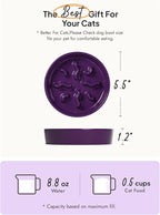Ceramic Slow Feeder Dog Bowls Small Breed, 0.5 Cups Dog Food Dish for Fast Eaters, Puzzle Bowl for Small Dogs and Cats, 5.5 Inch-Purple