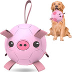 QDAN Dog Toys Soccer Ball with Straps, Interactive Dogs Toys for Tug of War, Puppy Birthday Gifts, Dogs Tug Toy, Dog Water Toy, Durable Dog Balls for Medium & Large Dog - Pink Pig（8 Inch）