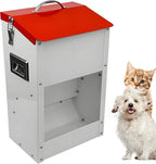 Gravity Automatic Cat Feeder Galvanized Small Animal Feeding Trough Food Dispenser for Cats Puppy 13L Outdoor Pets Feeder