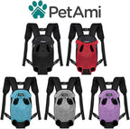 PetAmi Dog Carrier Backpack, Adjustable Pet Cat Front Carrier Backpack, Ventilated Dog Chest Carrier for Hiking Camping Travel, Sling Bag for Small Medium Dog Cat Puppies, Large, 12-16 lbs, Purple