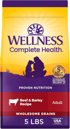 Wellness Complete Health Dry Dog Food, Wholesome Grains, Natural, Beef & Barley Recipe, (5-Poud Bag)