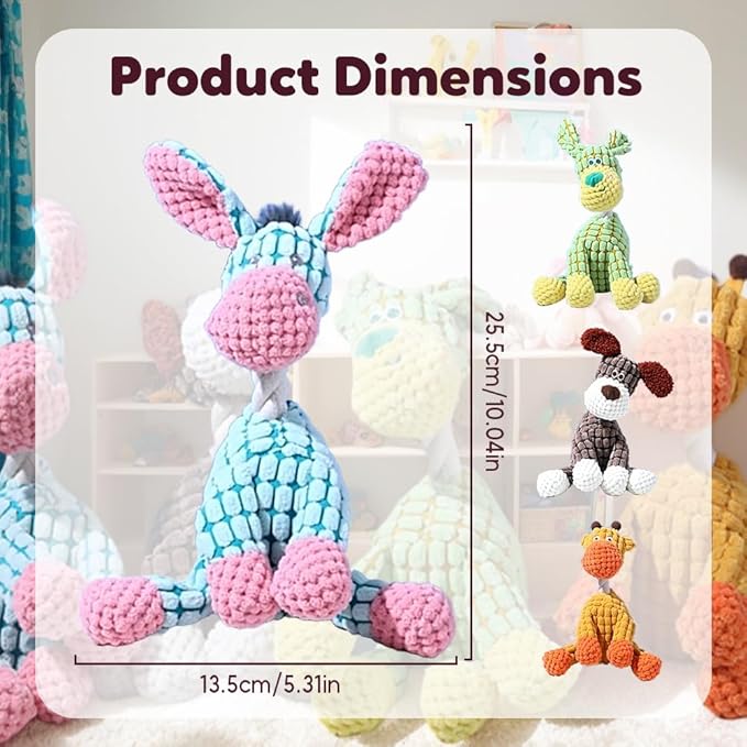 Indestructible Dog Toy, 2026 New Durable Plush Dog Toys for Aggressive Chewers, Squeaky Chew Toy for Small Medium Large Dogs Puppy Teething Toys (Brown)