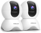 FOSCAM 3K 5MP WiFi Pet Cameras with 2.4GHz Indoor Camera Baby Monitor and 360° Pan Tilt, 2-Way Audio, Support Cloud & SD Card Storage 2 Pack of White