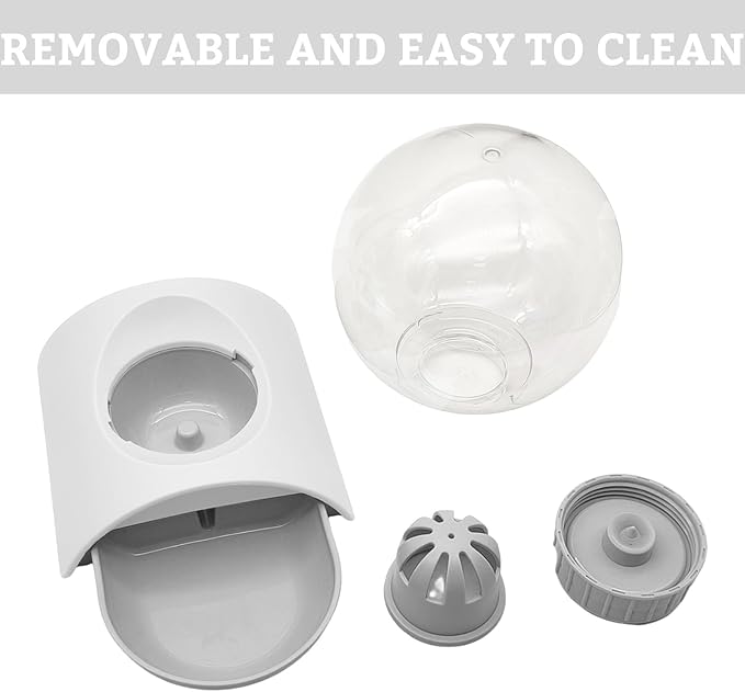 Hamiledyi Automatic Water Dispenser for Dogs and Cats Pet Water Dispenser 2.8 Liter Pet Gravity Water Station Spill-Proof Spherical Waterer Pets Water Bottle for Puppies Kittens Rabbits (Grey)