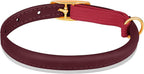OOPSDOGGY Rolled Leather Cat Collar with Bell - Reflective Kitten Collar with Safety Elastic Strap - Adjustable Small Pet Collars for Boy Girl Cats (Burgundy)