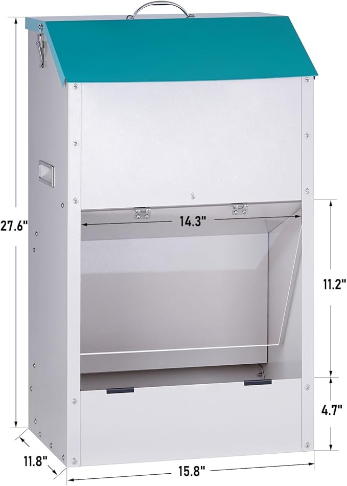 Automatic Gravity Dog Feeder Large Breed 50 lb, Galvanized Metal Self Feeding Dog Food Dispenser Extra Large Automatic Pet Feeder, for Indoor or Outdoor Use