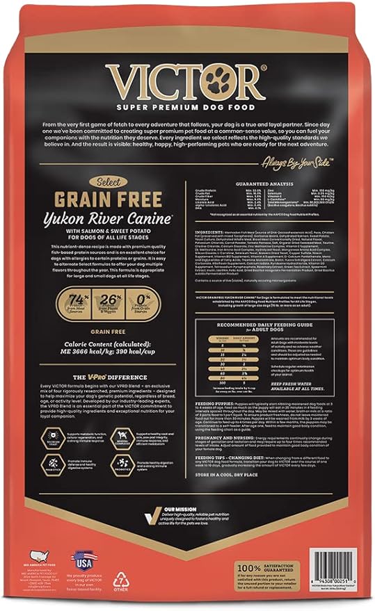 VICTOR Super Premium Dog Food – Grain Free Yukon River Canine – Supports Immune & Digestive Health for Dogs of All Life Stages – High Protein Dry Dog Food for All Normally Active Dogs, 30 lb