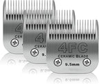3 Pack 4FC Detachable Pet Dog Grooming Ceramic Blades,Compatible with Andis,Oster A5,Wahl KM-10 Series,Size 4FC Blade 3/8-Inch 9.5MM Cut Length