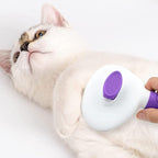 Cat Brush for Shedding, Cat Hair Brush with Release Button for Indoor Cats Dogs Self Cleaning Grooming(Purple)