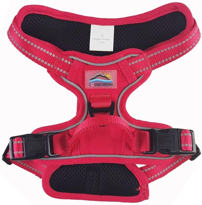 Doggie Design Venture Paw No Pull Dog Harness - Simple Adjustable Puppy Harness - Anti Pull Dog Collar for Walks and Outdoor Adventures - Crimson, XS
