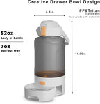 52oz Dog Water Bottle Portable - Travel Dog Water Bowl - Camping, Walking (White)