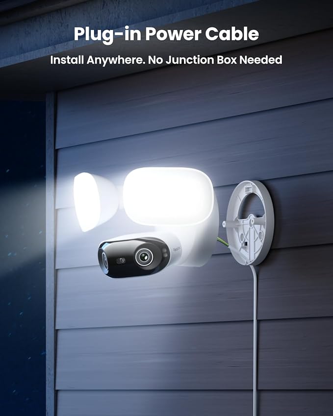 REOLINK Elite Floodlight WiFi with Plug-in Power Cable, 4K 8MP 180° Panoramic Floodlight Camera, Adjustable 3000 Lumens Spotlights, AI Video Search, Dual-Band Wi-Fi 6, 24/7 Recording, No Monthly Fees