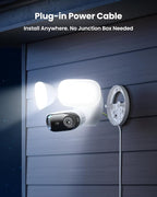REOLINK Elite Floodlight WiFi with Plug-in Power Cable, 4K 8MP 180° Panoramic Floodlight Camera, Adjustable 3000 Lumens Spotlights, AI Video Search, Dual-Band Wi-Fi 6, 24/7 Recording, No Monthly Fees