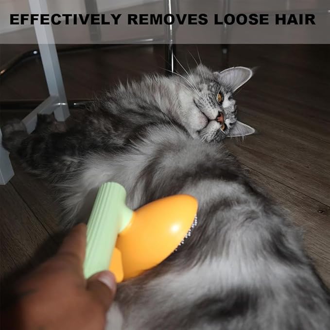 Dog Brush with Release Button, Mango Cat Brush for Long or Short Haired Cats Dogs Rabbits, Skin Friendly Deshedding Grooming Tool for Gently Removes Loose Fur Undercoat