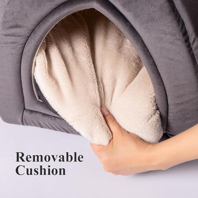 KASENTEX Cozy Small Pet Bed - Ultra Soft Plush Cushion for Cats and Small Animals, Washable Sleeping Pad, Perfect for Indoor Pets, 11 Inches, Dark Grey