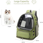 Cat Backpack Carrier for Cats and Small Dogs, Breathable Cat Bubble Backpack, Airline Approved Pet Travel Carrier for Hiking Camping Outdoor(Green)