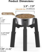 CZPET Elevated Dog Bowl, Raised Dog Bowl Stand with 51oz Stainless Steel Bowl Large Capacity, Height and Size Adjustable & Anti-Slip Stand for Large Dogs