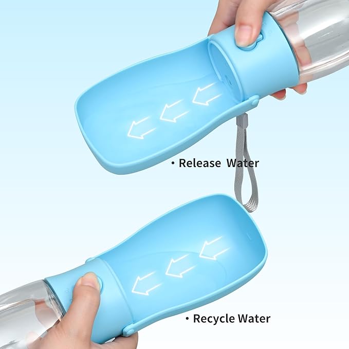 Dog Water Bottle, Leak Proof Portable Puppy Water Dispenser, Travel Puppy Water Bowl, Foldable Transparent Dog Water Bottle for Pets Outdoor Walking, Hiking, Travel, Food Grade Plastic - 10oz Blue