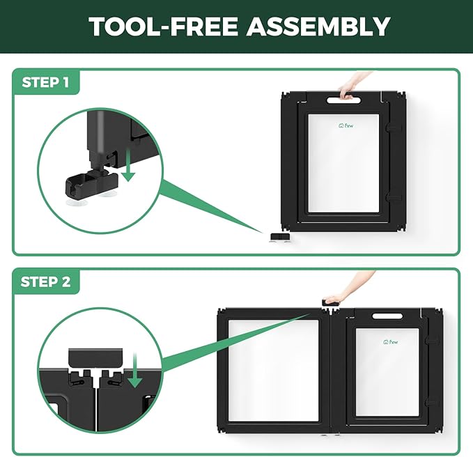 FXW AuraSpace Acrylic Indoor Dog Playpen for Puppies and Small Dogs, 24 Inch, 6 Panels, Black