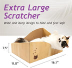 Hideaway Cat Scratcher Box for Indoor Cats - Cat Scratching Board, Horizontal Cat Scratch Pad Lounger with Reversible Usability and Extra Comfort for Lounge(Oak)