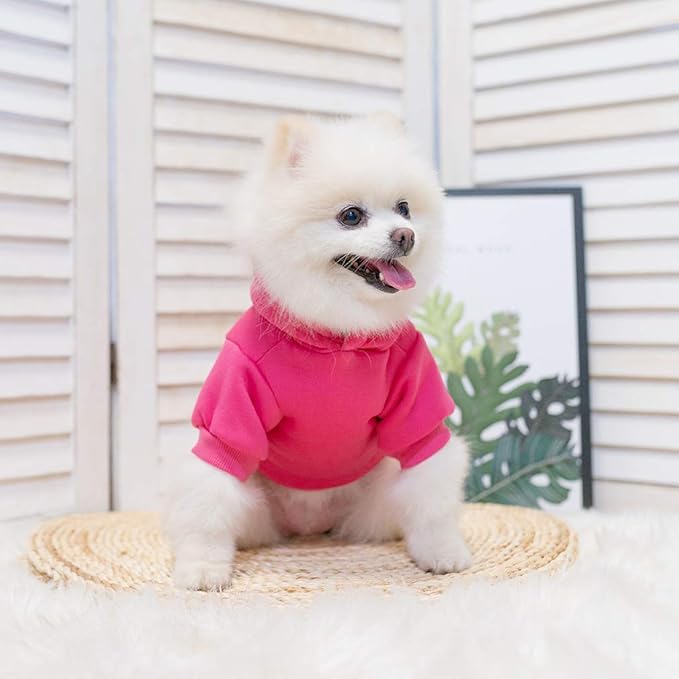 KOOLTAIL Basic Dog Hoodie - Soft & Warm Dog Hoodie Sweater with Leash Hole and Pocket, Dog Winter Coat, Cold Weather Clothes Sweatshirt for Small Medium Large Dogs Puppy Cat Boys Girls Deep Pink M