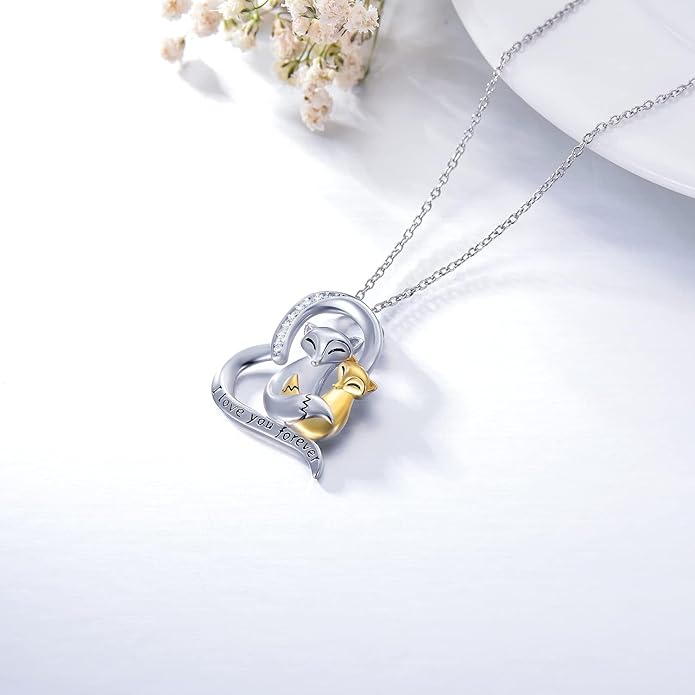 Black Cat/Fox/Owl/Panda/Butterfly/Cat/Dog Paw Print/Mushroom for Women Sterling Silver Animal Pendant Necklace Jewelry Christmas Birthday Gifts for Couples Sisters