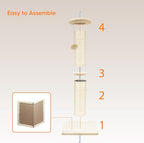 PAWSCRAT Cat Scratching Post 32" Tall, Large Diameter Natural Sisal Cat Scratch Post with Dangling Ball, Scratch-Resistant and Durable Tall Cat Scratcher for Indoor Cats, Protect Your Furniture, Beige