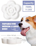 Ceramic Slow Feeder Dog/Cat Bowl, Anti-Choking Slow Food Bowls, 8" 11.3oz Slow Feeder for Medium, Large Breeds, Plum Puzzle Design, Non-Slip Silicone, Dishwasher and Microwave Safe, White
