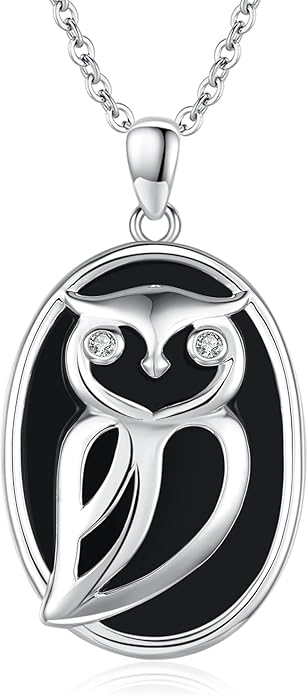 Black Cat/Fox/Owl/Panda/Butterfly/Cat/Dog Paw Print/Mushroom for Women Sterling Silver Animal Pendant Necklace Jewelry Christmas Birthday Gifts for Couples Sisters