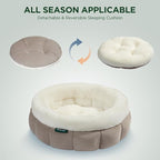 BALANCE Round Cat Beds for Indoor Cats - Donut Dog Bed for Medium Dogs, Washable Medium Pet Bed, Round Fluffy Plush Faux Fur Cat Bed with Anti-Slip Bottom
