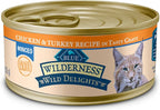 Blue Buffalo Wilderness Wild Delights Minced Natural Wet Cat Food, Chicken & Turkey in Tasty Gravy, 5.5-oz. Cans, 24-Pack