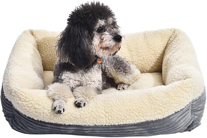 Amazon Basics 24-Inch Machine Washable Self Warming Pet Bed For Cat or Dog, Rectangle, Grey, 24"L x 20"W x 7"H